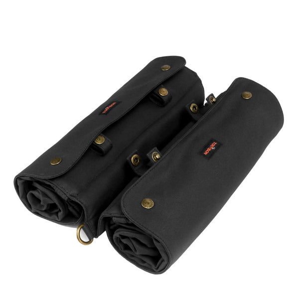 TOURBON Waterproof Canvas Bicycle Bike Rear Seat Carrier Luggage Storage Bag Cycling Double Roll-up Pannier Bag Rear Pack (Black)