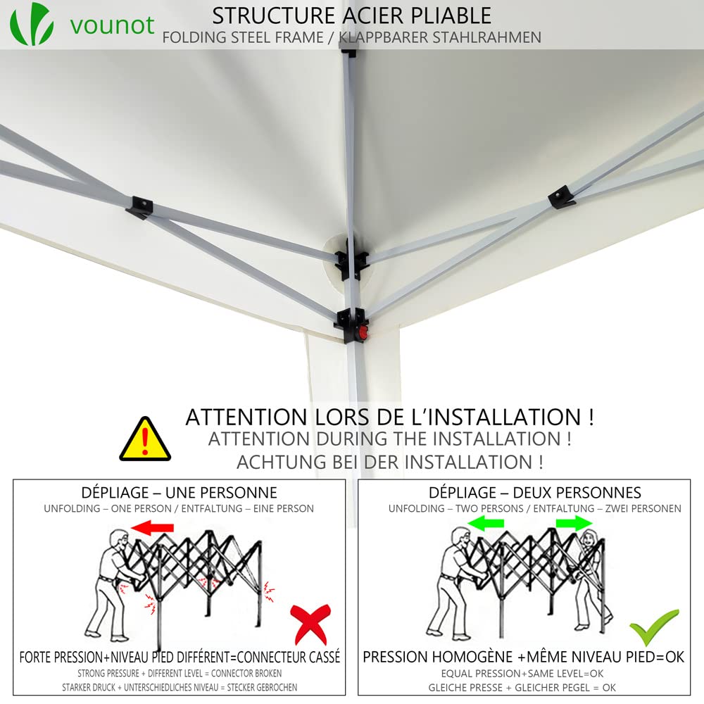 VOUNOT 3m x 3m Pop Up Gazebo with Sides & 4 Weight Bags & Carry Bag, Marquee Garden Party Tent Outdoor, Grey