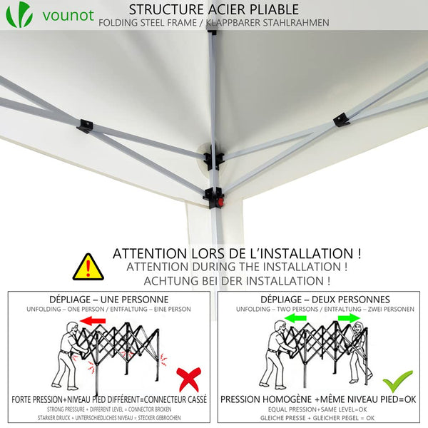 VOUNOT 3m x 3m Pop Up Gazebo with Sides & 4 Weight Bags & Carry Bag, Marquee Garden Party Tent Outdoor, Grey