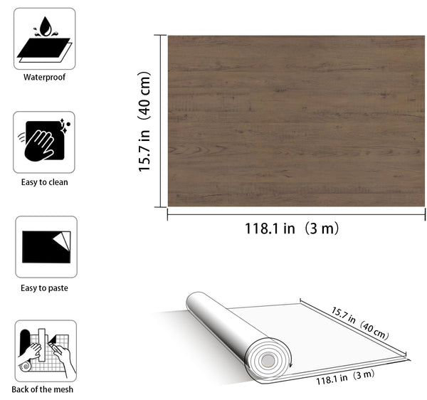 JSEVEM 40CM×3M Air Guide Design Extra Thick Beige Light Brown Wood Wallpaper Peel and Stick Waterproof Brown Wood Contact Paper Vinyl Self Adhesive Matte Textured Furniture Sticker for Kitchen Cabinet
