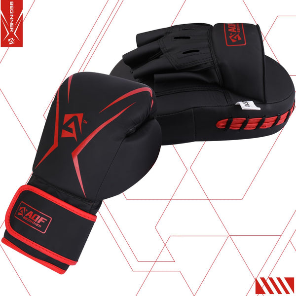 AQF Kids Boxing Gloves and Pads Set- Junior Boxing Gloves and Pads- Kids Boxing Set For Kickboxing & MMA Muay Thai Punching Glove With Curved Boxing