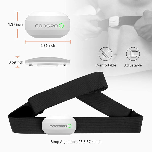 COOSPO Heart Rate Monitor Chest Strap,Bluetooth ANT+ Chest HRM for Running Cycling Gym Fitness, Heart Rate Monitors IP67 Waterproof Compatible with Strava Zwift Wahoo Garmin Polar Peloton App