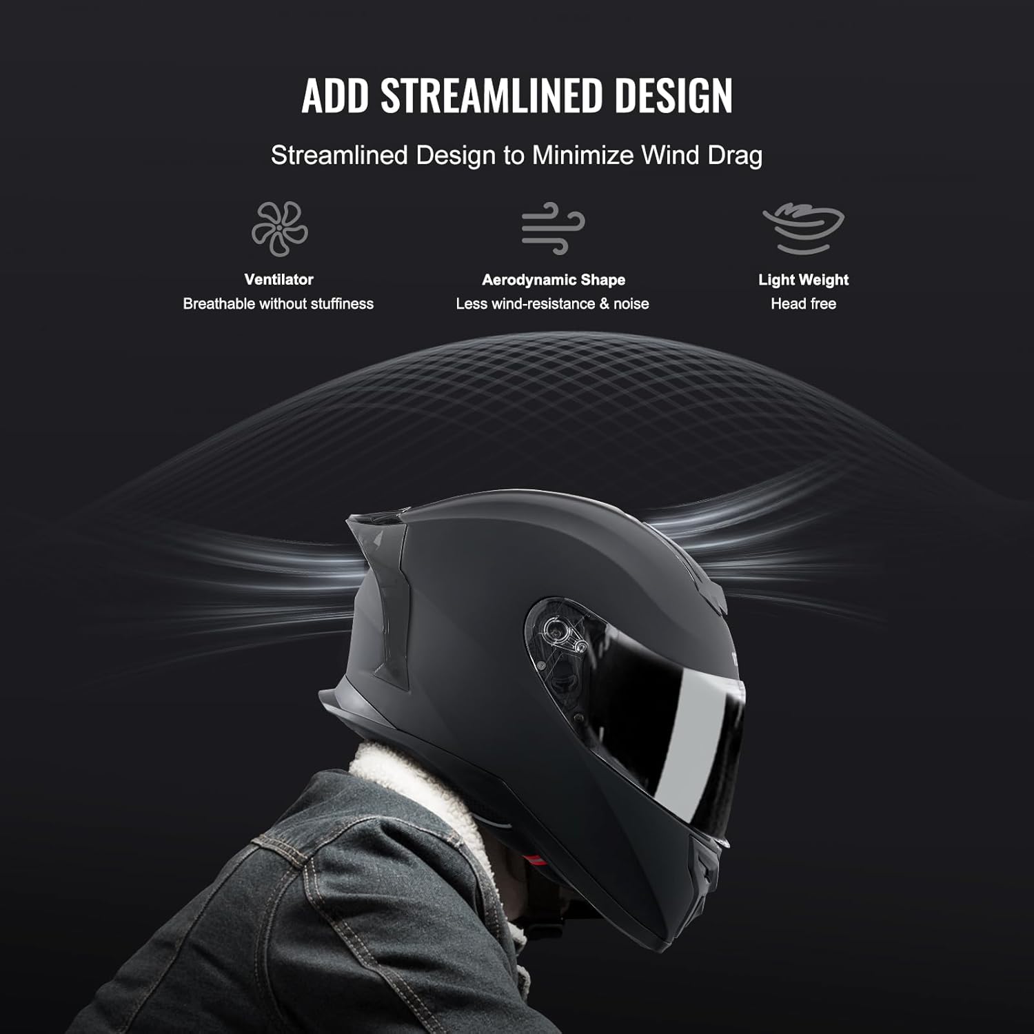 VEVOR Motorcycle Helmet, Full Face, Smart Street ABS & High Density Helmet with Bluetooth Slot & Interchangeable Lens, DOT Approved Comfortable Motocross Helmet, Fit for Youth & Adults