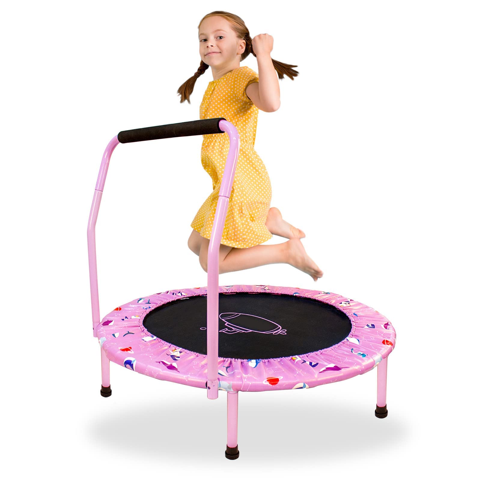 38'' Kids Trampoline with Foldable Bungee Rebounder and Safety Padded Cover Mini Trampoline for Indoor and Outdoor use (Purple)