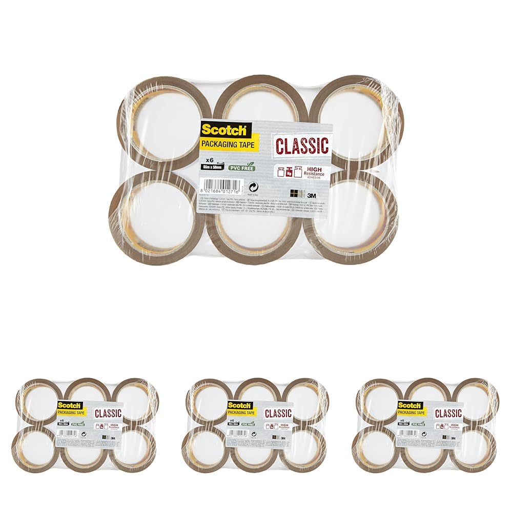 Scotch 28280 Classic Clear Packing Tape. Easy To Unwind Box Sealing Tape. Ideal for Sealing Boxes and Parcels. 6 Rolls