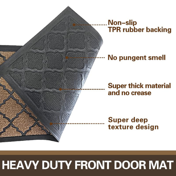 Qingbei Rina Outdoor Mats for Front Door,80x120cm Heavy Duty Front Door Mat Outside Non Slip Washable,Entrance Door Mats,Waterproof Rubber Back Door