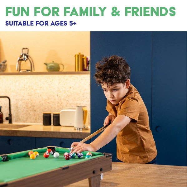 Power Play | Pool Table Game, Portable Wooden Classic Games Table, Indoor Outdoor Game for Kids and Adults, Brown 25inch