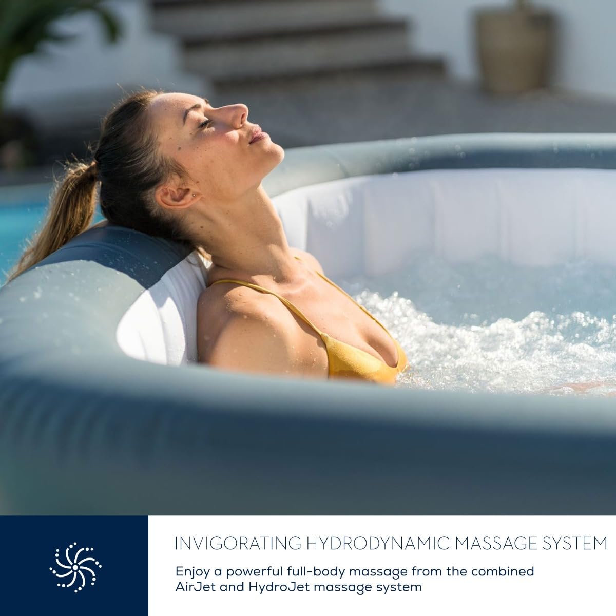 Lay-Z-Spa Santorini Pro Built in LED Light, 10 HydroJet System, Integrated Seats and Foot Massager Inflatable Hot Tub with Freeze Shield Technology, 5-7 Person, Grey