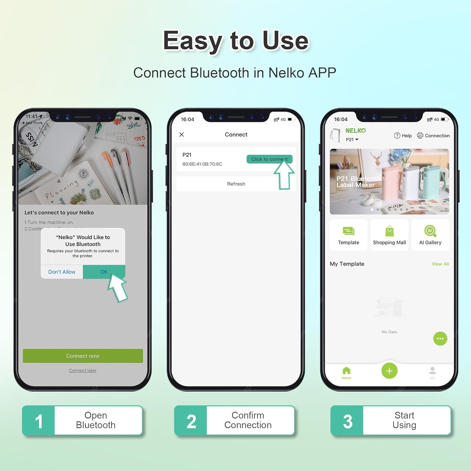 Nelko Label Maker Machine with Tape, P21 Portable Bluetooth Label Printer, Wireless Handheld Sticker Maker Mini Label Makers with Multiple Templates for Organizing Storage Barcode Office, White 1 pack