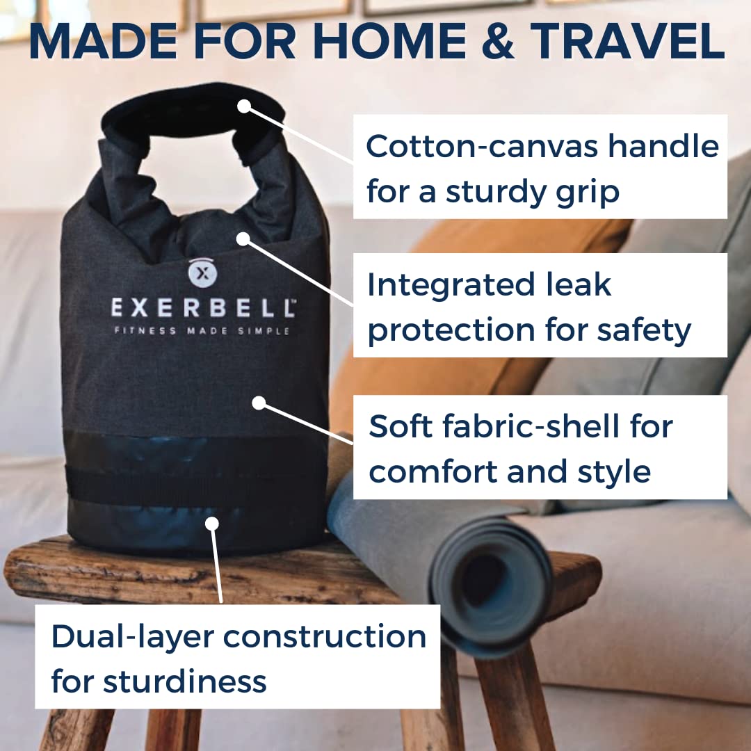 Exerbell Foldable & adjustable kettlebell ? 2pcs ? 2-14 kg (Black) ? water- and sandbag kettlebell ? Versatile Sandbag Training & Weight Bag ? Premium
