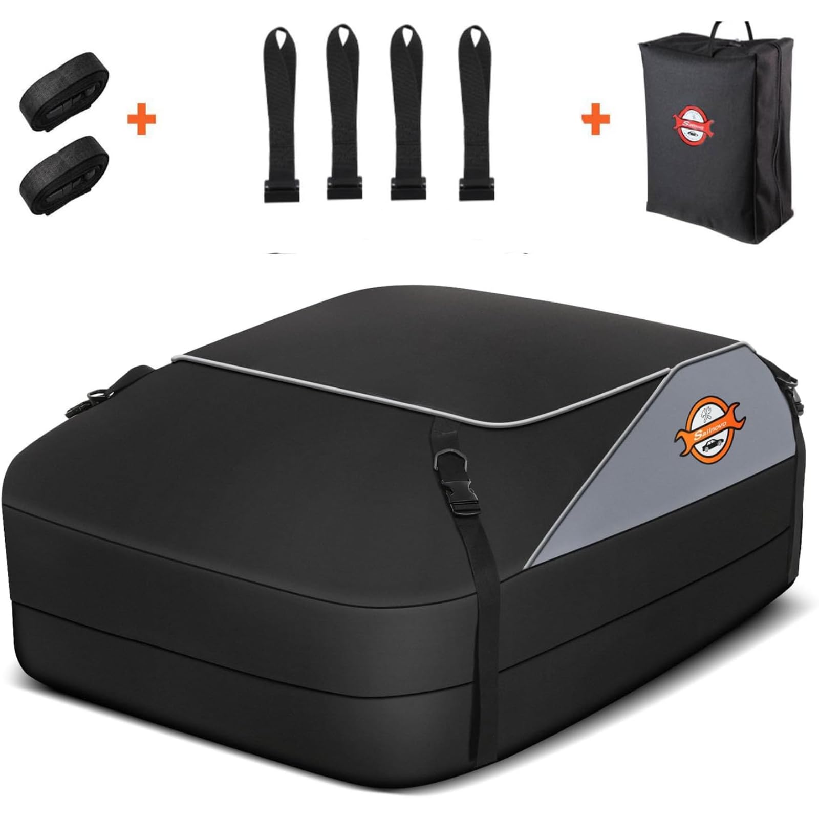 Sailnovo Roof Box Roof Bag 580L/20 Cubic Waterproof Car Roof Bag with 6 Door hooks, Soft-Shell Large Roof Cargo Carrier Bags for Cars without/with Roof Bars/Rack/Rails, Black