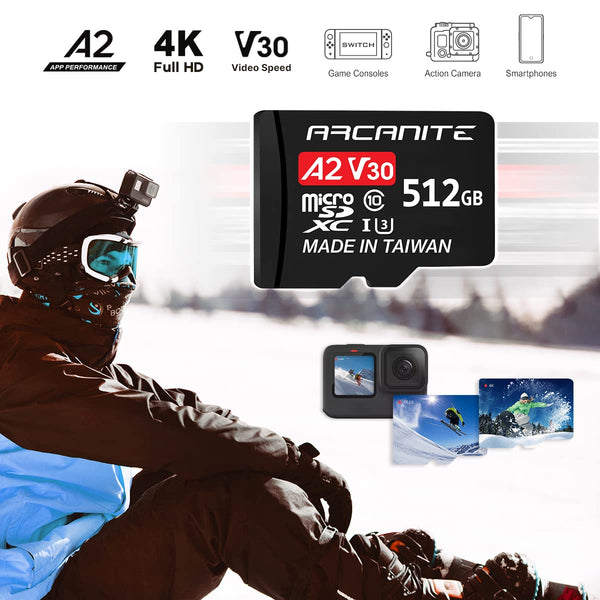 ARCANITE 64GB microSDXC Memory Card with Adapter - A1, UHS-I U3, V30, 4K, C10, Micro SD, Optimal read speeds up to 90 MB/s