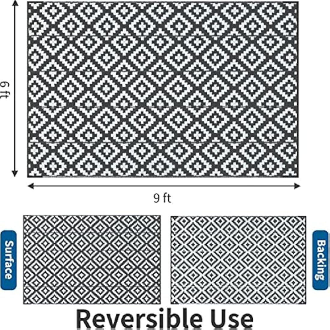 Enipate Geometric Outdoor Rugs for Patios Clearance, 182 x 274cm(6x9ft) Reversible & Easy Cleaning Patio Decking Rug, Portable Comfortable Woven Garden Carpet
