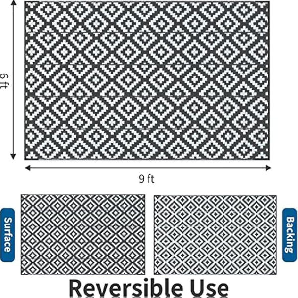 Enipate Geometric Outdoor Rugs for Patios Clearance, 182 x 274cm(6x9ft) Reversible & Easy Cleaning Patio Decking Rug, Portable Comfortable Woven Garden Carpet