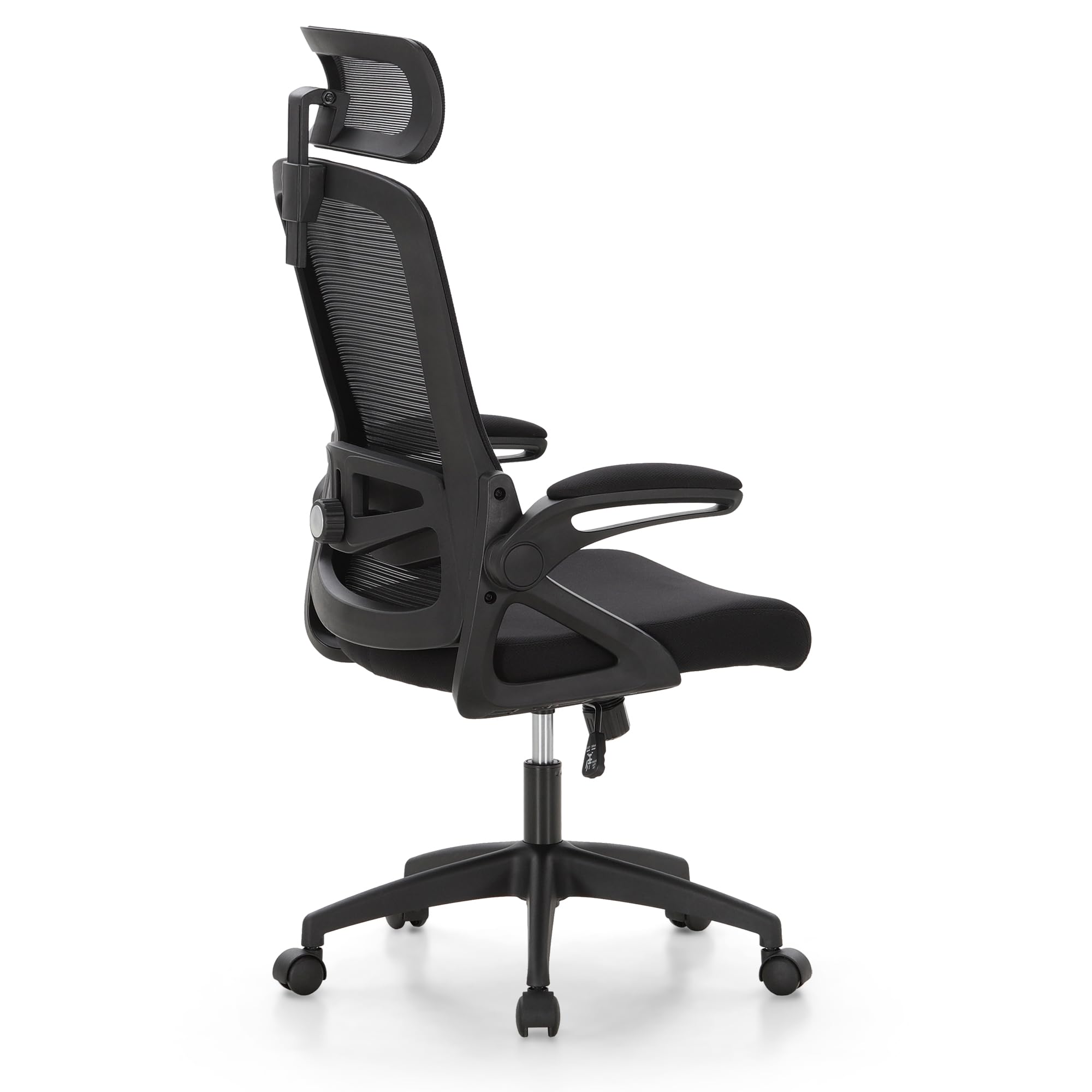 ALPHA HOME Ergonomic Office Desk Chair, Breathable Mesh Computer Chair with Adjustable Lumbar Support, Headrest and Flip up Armrests, Comfortable