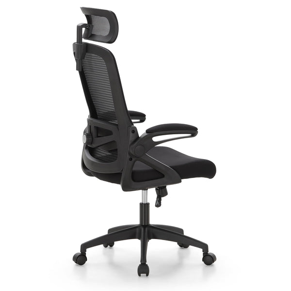 ALPHA HOME Ergonomic Office Desk Chair, Breathable Mesh Computer Chair with Adjustable Lumbar Support, Headrest and Flip up Armrests, Comfortable