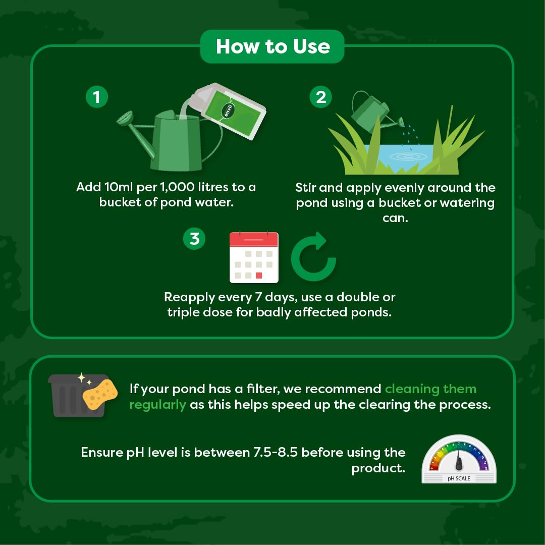 Envii Pond Klear Xtra ? Strong Pond Clear Water Treatment, Naturally Clears Green Pond Water ? Treats Up To 100,000 litres