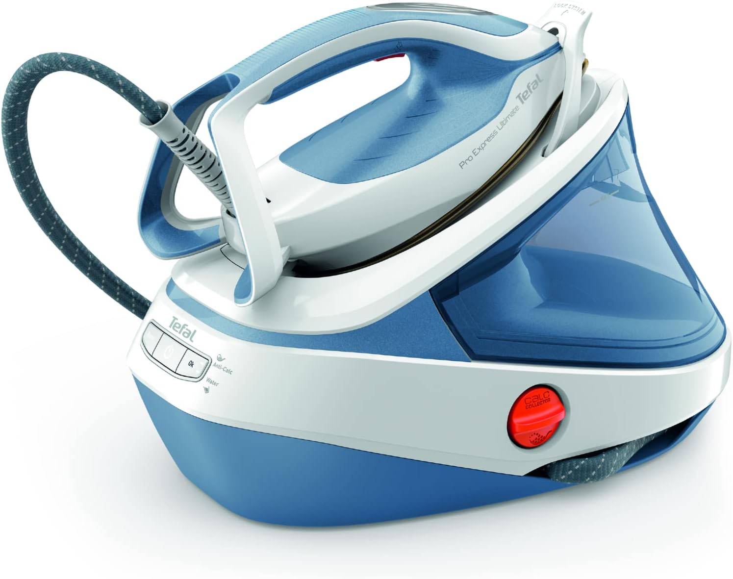 Tefal Pro Express Ultimate II, GV9710, High Pressure Steam Generator Iron, 2700W, 580g/min Steam Boost, 155 g/min cont. steam output, 7.6 Bar Pressure, GV9710 Pro Express Ultimate II, Blue & White