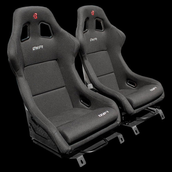 Set of Barbarian Fixed Bucket DYFI Racing Seats for MX5 Mk3 (NC Chassis) Mazda, Black Felt, Track, Race, Drift