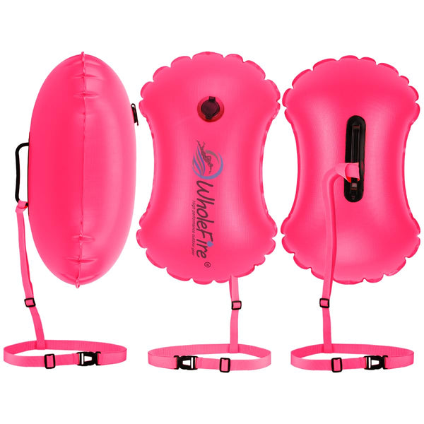 WholeFire 20L Swim Buoy Waterproof Inflatable Dry Bag Swim Safety Float for Water Sports, Open Water Swimmers, Triathletes, Kayakers and Snorkelers
