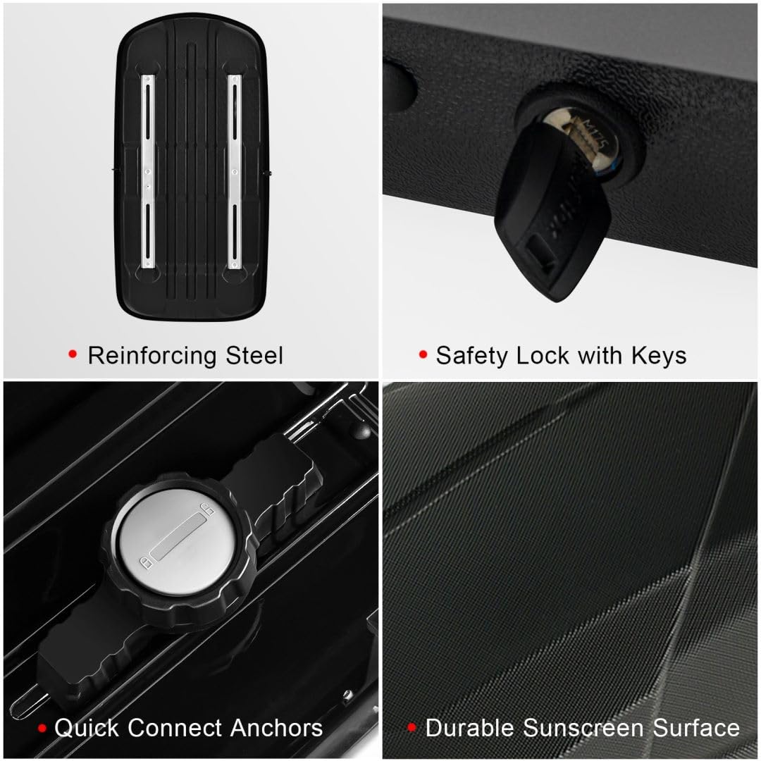 COSTWAY Car Roof Box, 400L Capacity Hard Roof Cargo Carrier with Security Keys & Dual Side Opening, Waterproof Rooftop Luggage Storage Box for Car, SUV, Van, Fits Most Cars (Black)