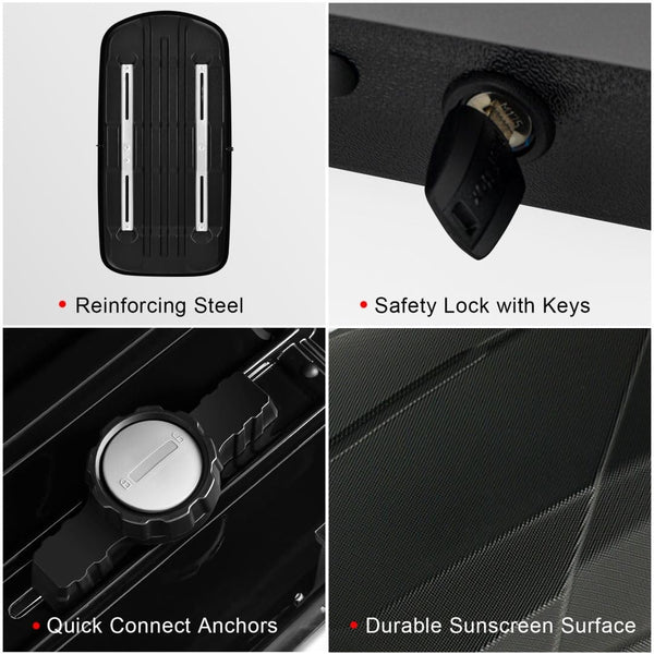 COSTWAY Car Roof Box, 400L Capacity Hard Roof Cargo Carrier with Security Keys & Dual Side Opening, Waterproof Rooftop Luggage Storage Box for Car, SUV, Van, Fits Most Cars (Black)