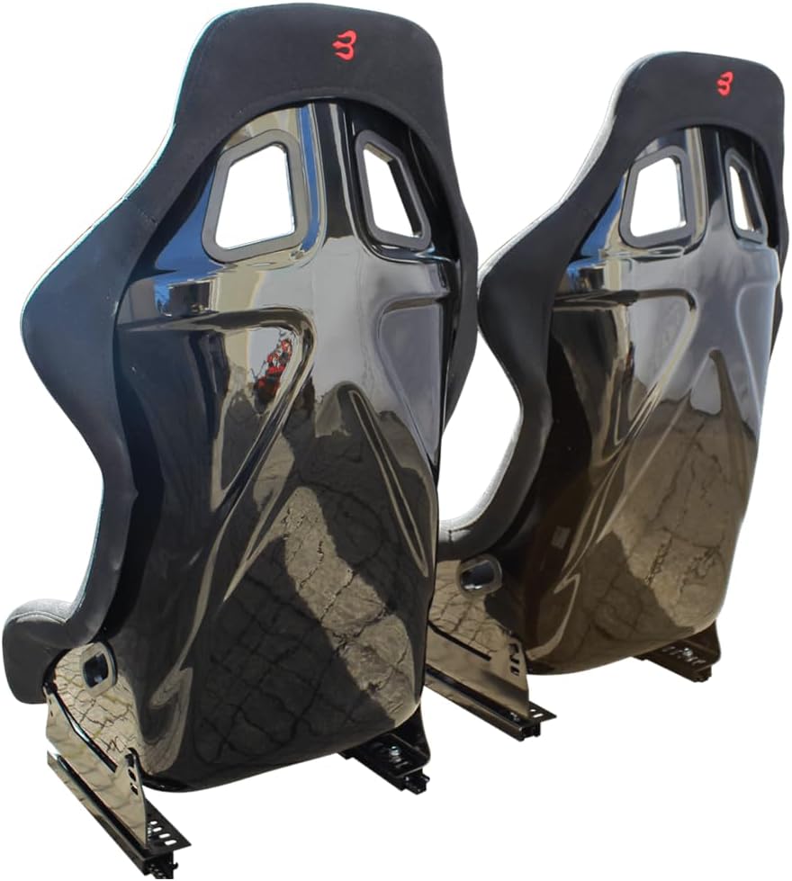 Pair of Barbarian Fixed Bucket ASCARI Racing Seats Black, Track, Race, Drift