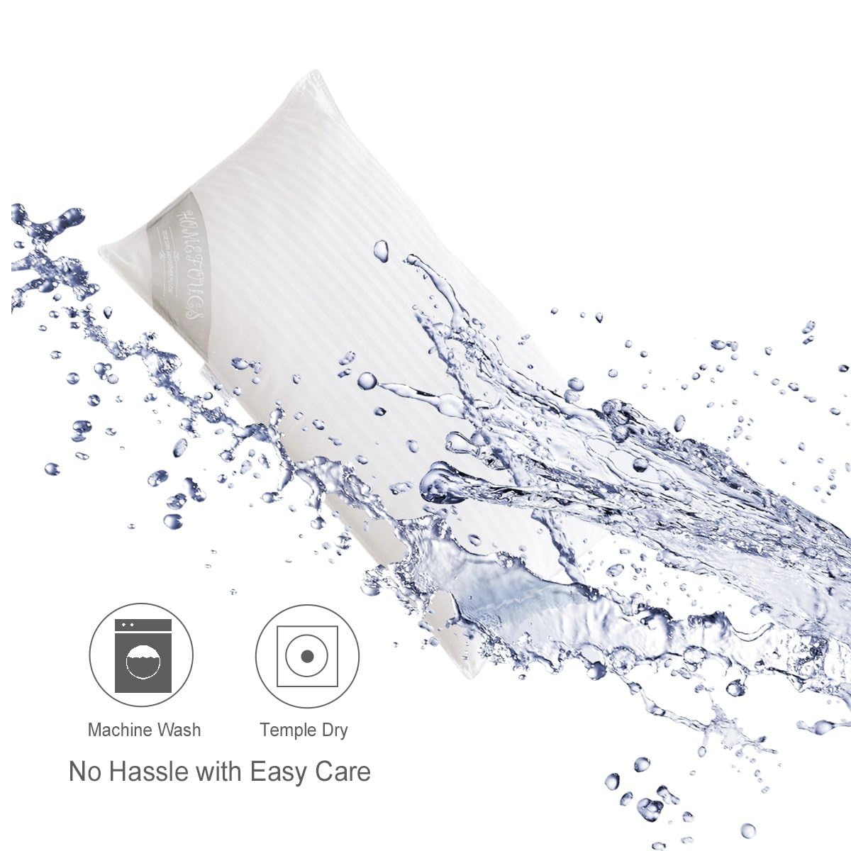 HOMEFOUCS Luxury Feather and Down Pillows, pack of 2 100% Cotton Shell, Soft Hotel Quality Pillows (40% Down)