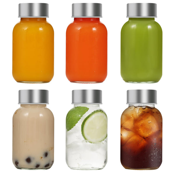 LIMILI Glass Bottles With Stainless Steel Lids, 300/350/750/1000ML Water Bottles, Leak Proof Reusable Drinking Bottles for Hot Cold Drinks, Work, Gym, Home