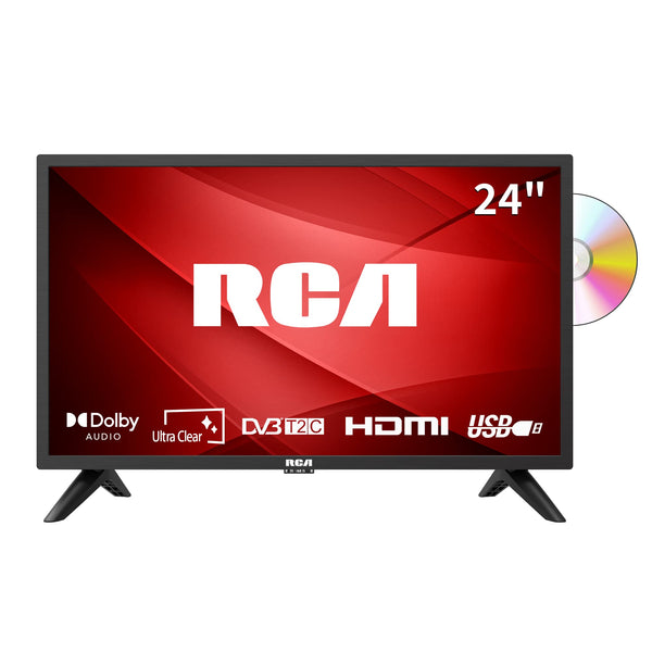 RCA RB24H2CU 24" inchFreeview HD TV DVB-T2/C/S2 Dolby Digital Audio, LED Backlighting Display, HDMI VGA PC SCART USB Travel Small TV for Motorhome and Campervan,Caravans,12 Volt