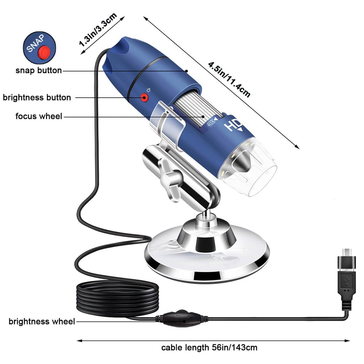 Ninyoon 2K USB Digital Microscope for Android PC, 40-1000X Microscope Super HD Endoscope Magnifier Camera Compatible with Android Cellphone and Tablet Windows Mac Chrome Linux - Not for iPhone/iPad