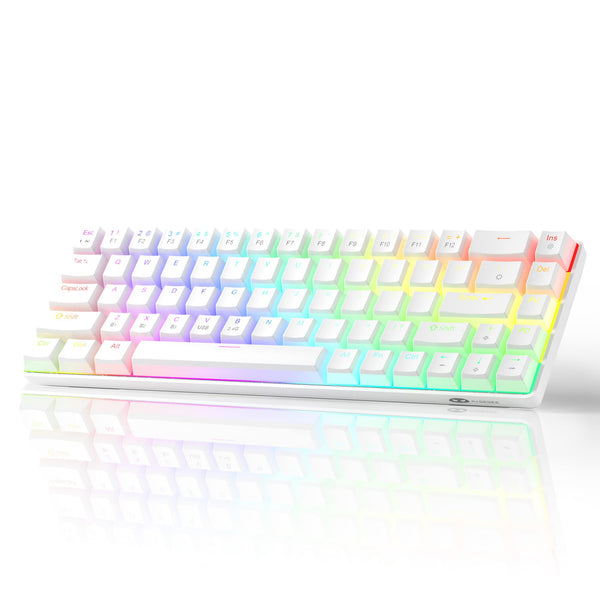 MageGee Portable 60% Gaming Mechanical Keyboard, Minimalist MK-Box Ice Blue Backlit Compact 68 Keys Wired Office Keyboard with Red Switch for Windows Laptop PC Mac Convenient(Gray & White)