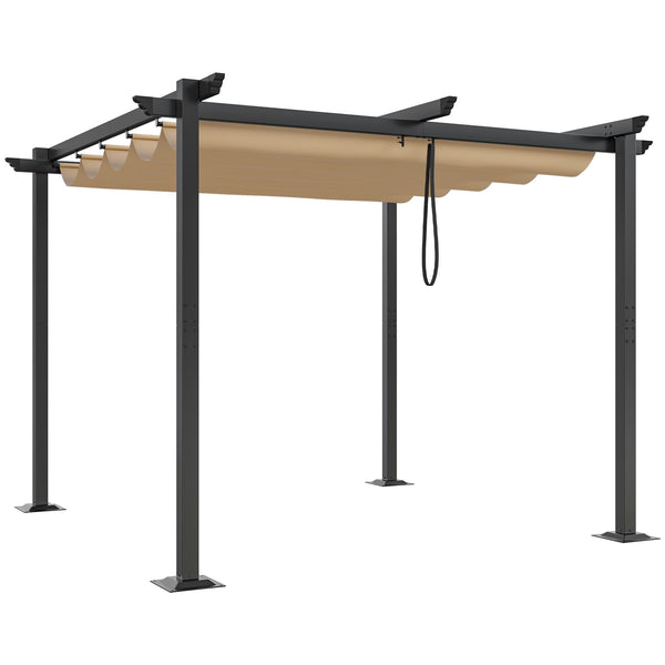 Metal Pergola with Retractable Roof, Outdoor Pergola Includes Water-Resistant and SPF 15 PU Coated Canopy, Sun Shade for Barbecue Events, Garden Parties, and Lawn in Dark grey 3x3Meter