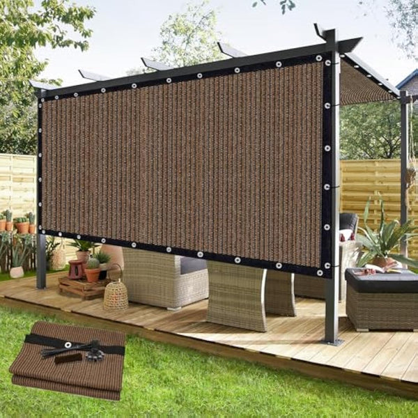 KANAGAWA 90% Sun Shade Cloth 12'X 20' Outdoor Pergola Shade Cover Canopy with Grommets UV Block Privacy Screen for Patio, Backyards, Outdoor, Carport, Garden, Mocha