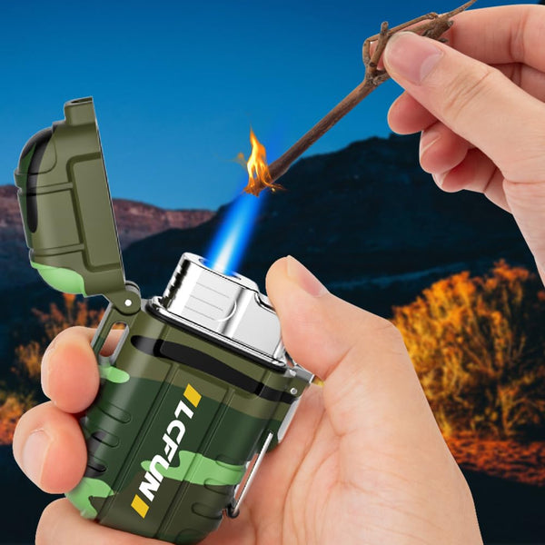 Electric Lighter Rechargeable USB, Electronic Plasma Arc Lighter Windproof and Waterproof for Hiking, Camping, Outdoor, Survival, Tactical, EDC Gear, Gifts for Him Men (Black)