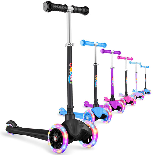 BELEEV Scooter for Kids Ages 2-6, 3 Wheel Scooter for Children Toddlers Girls Boys, Light-Up Wheels, 4 Adjustable Height, Lean to Steer, Non-Slip