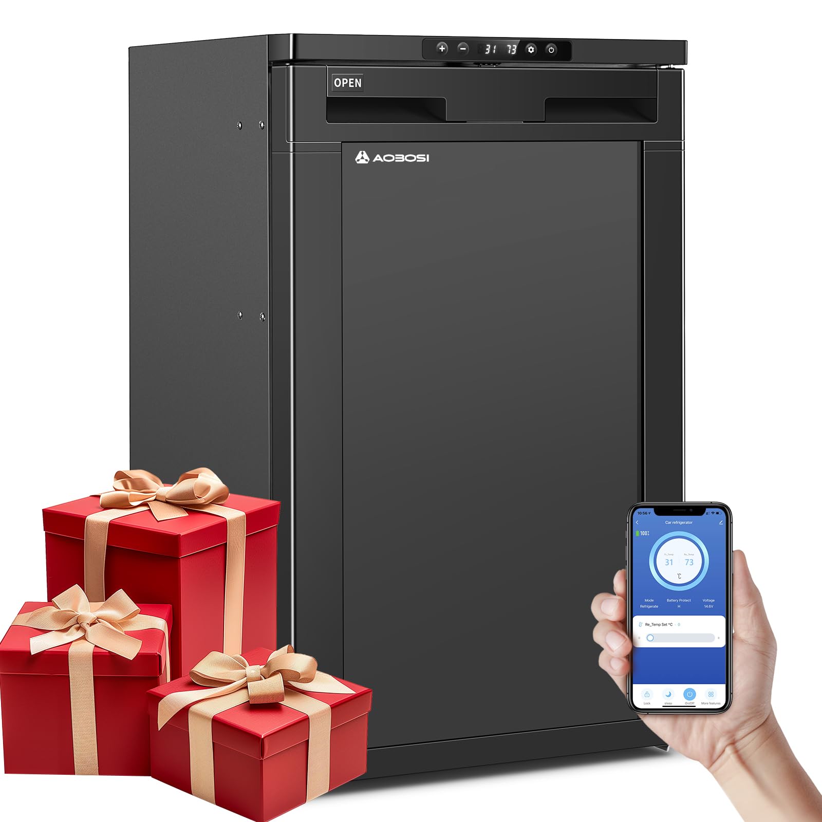 AAOBOSI 83L Campervan Fridge, Camping Refrigerator with APP Control, 12V Fridge Freezer for Campervan, Car, Truck, Boat, Motorhome, Travel