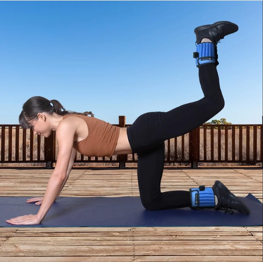 GYMENIST Pair Of Ankle Weights Can Be Adjusted Up To 5 LB Each SET OF 2 x Weight Wraps (Total 10-LB)