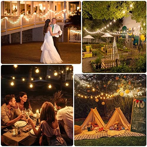 Outdoor String Lights, 15M/50FT 25+1 LED Outdoor Lights Mains Powered, G40 Plastic Shatterproof Led Garden String Bulbs for Outside, Pergola, Yard, Wedding, Christmas, Backyard, Party, Patio