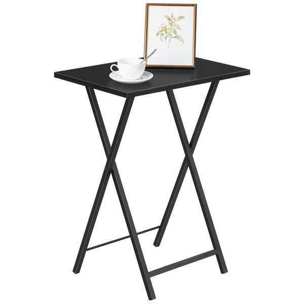 HOOBRO Folding Tables 2 Set, TV Tables for Eating Foldable, TV Tray Table, Small Sofa Laptop Dinner Table for Small Space, Metal Frame, Black