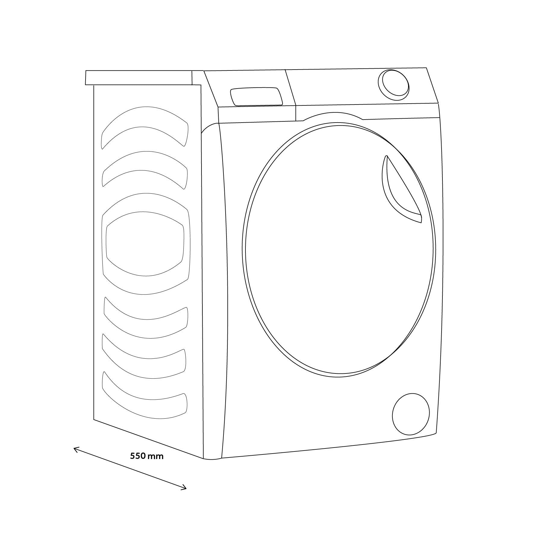Haier I-Pro Series 7 Plus HWD100-BD14979NU1 Freestanding Washer Dryer, Max. cotton filling capacity 10 kg, 1400 RPM, Direct Motion Motor, Anti-Bacterial Treatment, White, 60x62x85 cm