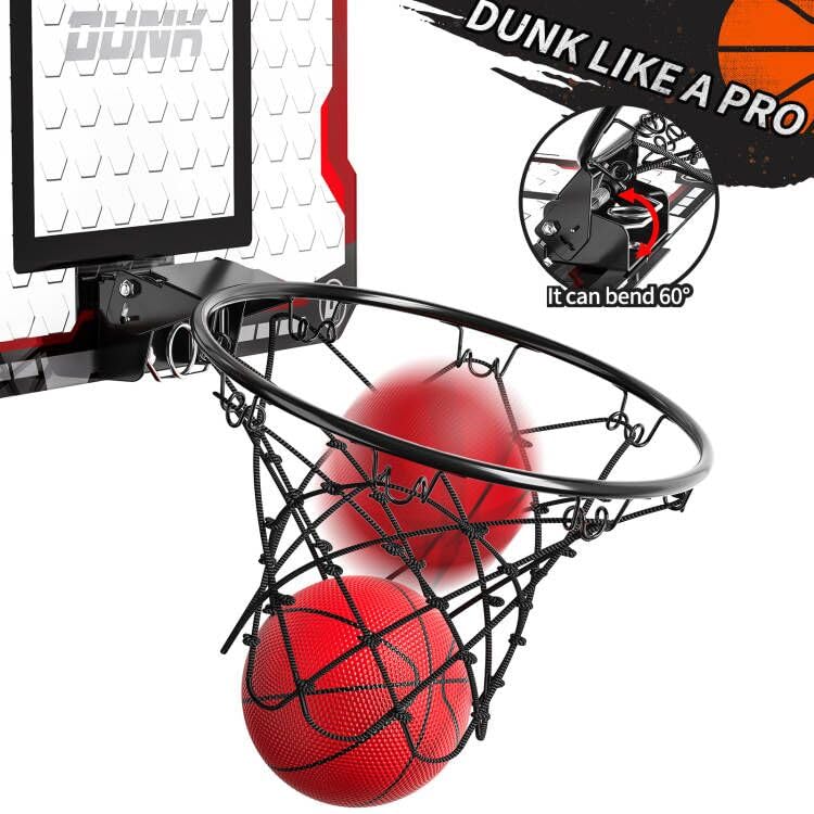 TEMI Basketball Hoop Indoor With 4 Balls, Over The Door for Kids and Adults, Toy Gift for Boys Girls Age 3-12 Years