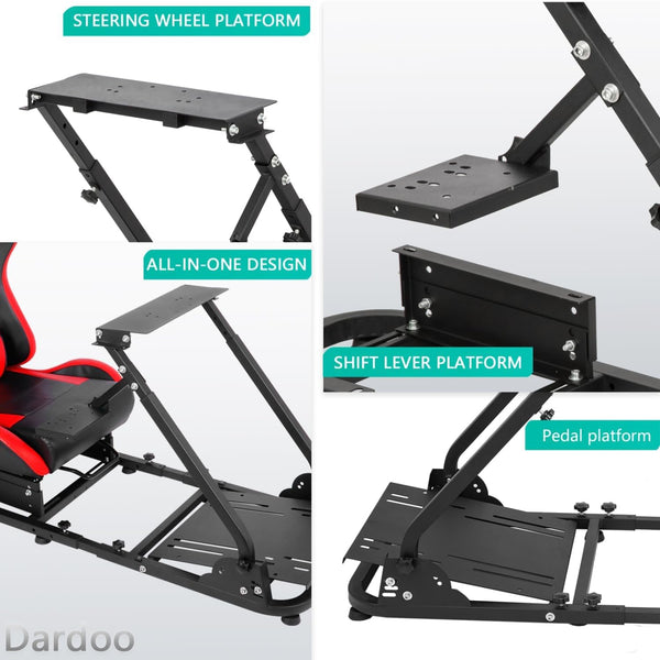 Dardoo Racing Simulator Cockpit with Seat for Logitech G27 G29 G920 G923, Thrustmaster PC PS4 Xbox,Racing, Steering Simulator Stand Adjustable Gaming Frame, without Wheel, Pedal, Handbrake and Shifter