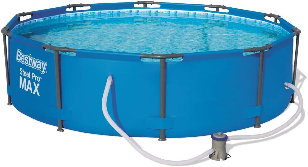 Bestway BW56408GB Steel Pro Max Swimming Pool with Pump, Blue, 10 ft x 30-Inch Round Frame Swimming Pool with Filter Pump, 4678 liters, Steel Pro Max, 30 Inch Deep, 10 ft