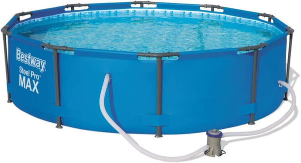 Bestway BW56408GB Steel Pro Max Swimming Pool with Pump, Blue, 10 ft x 30-Inch Round Frame Swimming Pool with Filter Pump, 4678 liters, Steel Pro Max, 30 Inch Deep, 10 ft