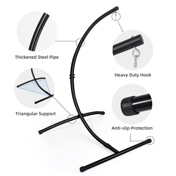GOUTIME Hammock Chair Stand Only, C Stand for Indoor Outdoor Hanging Egg Swing Chair, Max Load 350 LBS?158KG?,hammock stand c shape,Rattan Swing Seats