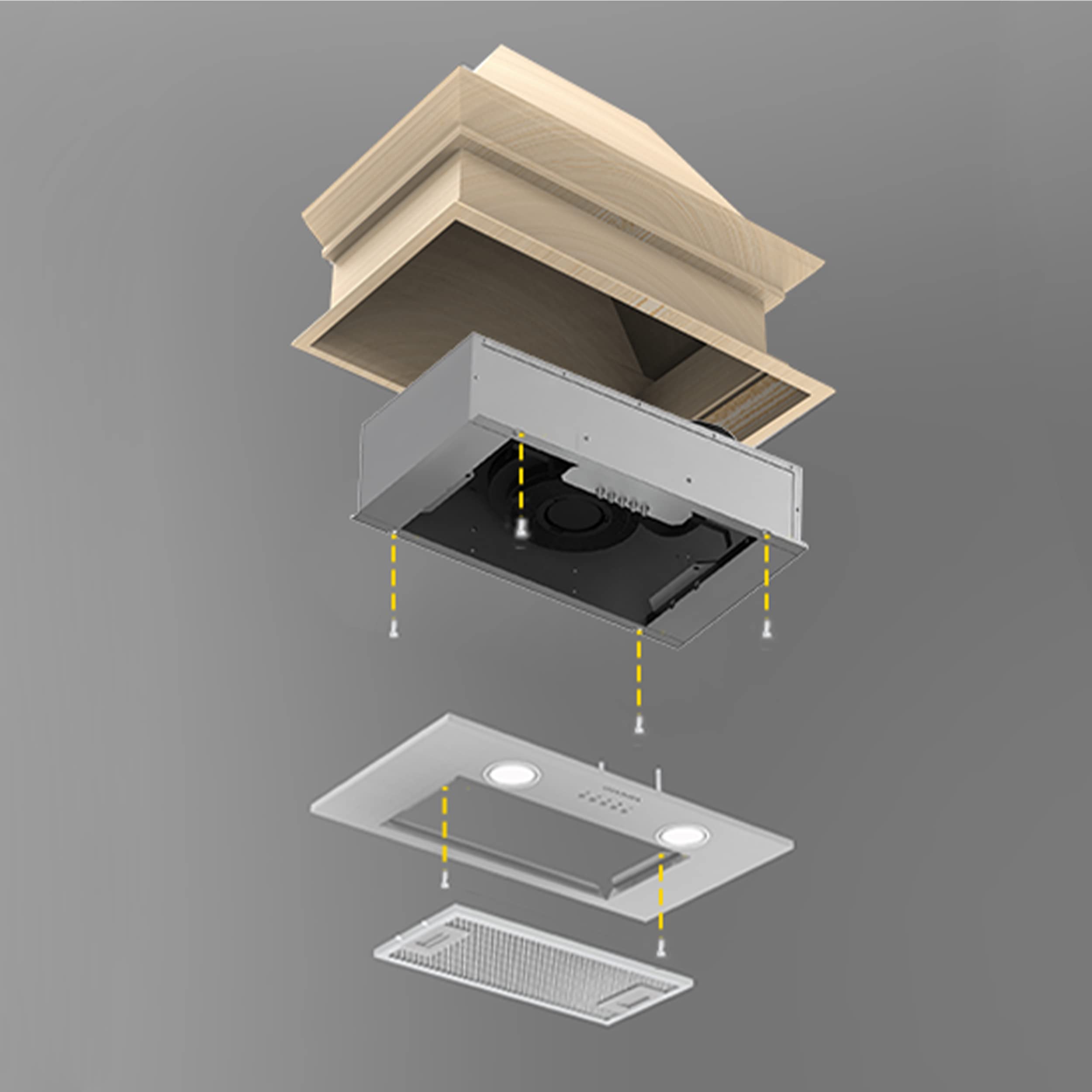 CIARRA Integrated Cooker Hood 52cm CBCS5913A Stainless Steel Built in Extractor Hood LED Light 3 Speeds Undercabinet Extractor Fan