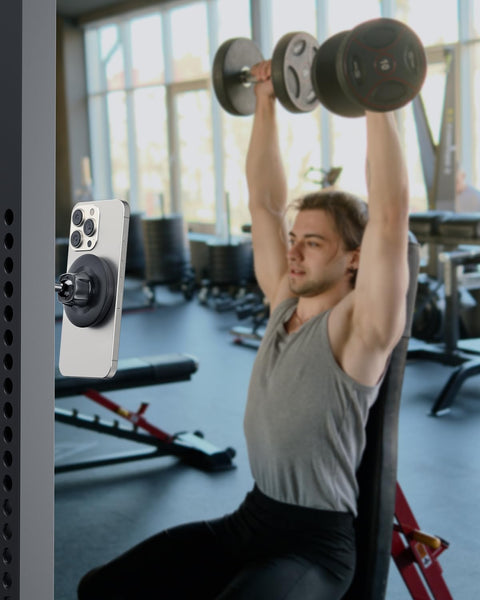 APPS2Car Magnetic Mount for GYM, 360 Adjustable Magnetic Phone golf Mount, Magnet Phone Holder Compatible with 4.7-6.5" Smartphones, Alloy Base and Joint, Black Cradle