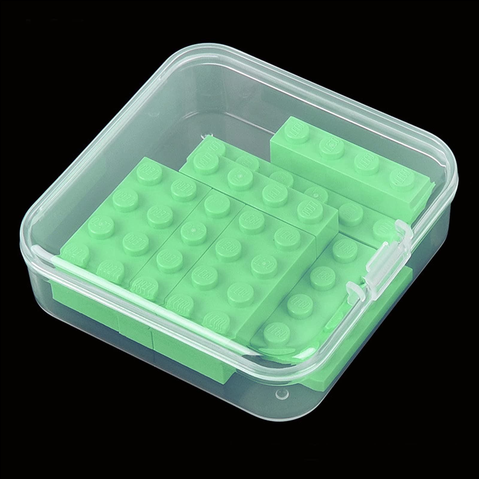 Goodma 100 Pieces Square Empty Mini Clear Plastic Organizer Storage Box Containers with Hinged Lids for Small Items and Other Craft Projects (65 x 65