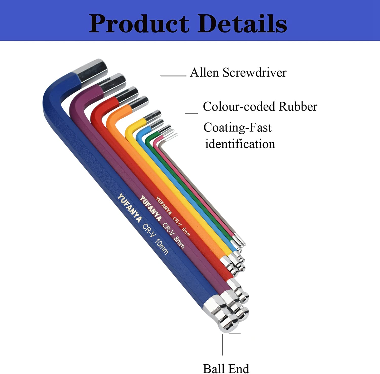 18PCS Allen Key Set,Metric Ball End Allen Hex Key Set and Torx/Star Key Set with Colour Coding,Sizes T10-T50,1.5mm-10mm for Furniture Assembly,Bike,Motorcycle Maintenance,Household DIY,Case Package